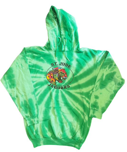 Tye Die Jaguar Hoodie with Black and Color Logo